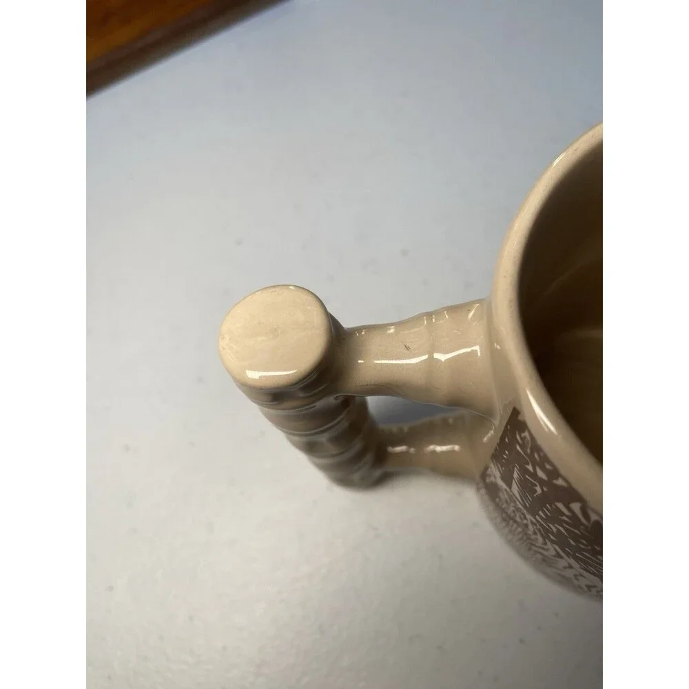 ARNART - Vtg Brown & Tan Tiger Safari Jungle Bamboo Royal Crown Coffee Cup Mug